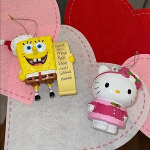 Hello Kitty & SpongeBob Squarepants Vinyl Ornaments